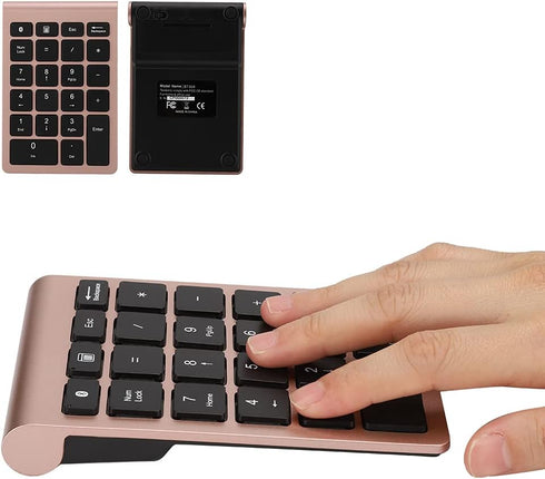 Sanpyl 22 Keys Numeric Keypad, Portable Mini Bluetooth Keyboard, Rechargeable Number Pad for Laptop Desktop PC (Rose