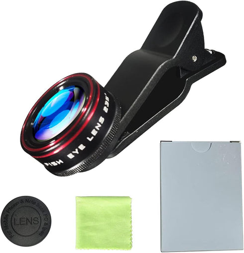 Phone Camera Lens, Clip on Cell HD Fisheye Lens Kit, 235° Fisheye Lens for Most iPhone Android Samsung Phones