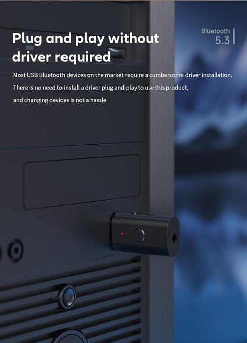 Bluetooth 5.3 Transmitter Receiver, 3.5mm Aux Wireless USB Adapter for TV, PC, Home/Car Stereo, Handsfree Calls