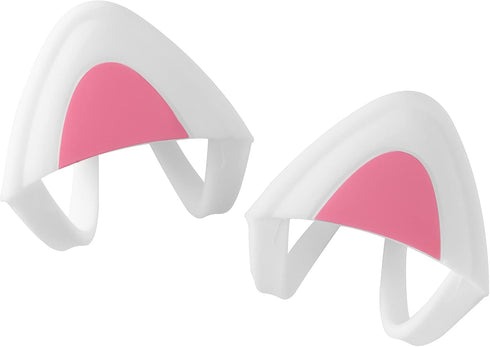 kwmobile Cat Ears for Overear Headphone (Set of 2), Fits Headbands 1" to 1.5" Diameter, White/Dark Pink