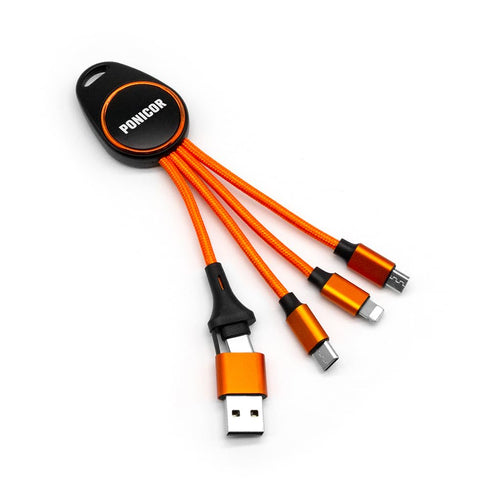 5 in 1 Multi Charging Cable, Short Universal USB Keychain Cable for Travel, Portable Nylon Braided Charging Cord