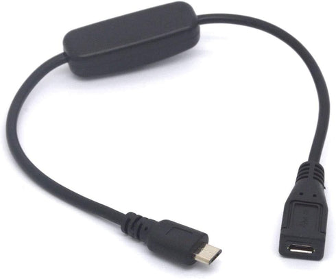 Micro USB On Off Cable, Micro-USB Male to Female Switch Charging Cord for Raspberry Pi, Arduino, Smartphone, Powerbank