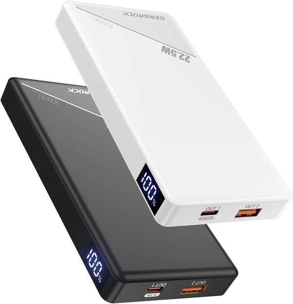 GENSROCK 2 Pack Portable Charger Power Bank 10000mAh, PD 22.5W Fast Charging with