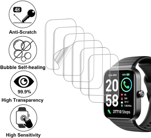 Screen Protector Compatible with SKG V7 Cyber, IDW15 1.8” Fitpolo, TMHAI VERYFIT Smart Watch, Soft TPU, 6-pack