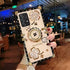 Samsung Galaxy S21 Ultra Bling Case, Gold Fashion Square Bling Diamond Glitter Soft Trunk Cover with Ring Holder