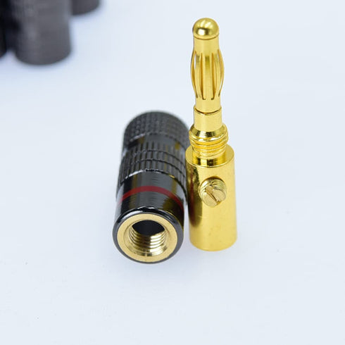 4mm Audio Plug Jack Banana Plugs - 24K Gold Plated Adapter Cable Connector Clips, 12 Pair, 24pcs