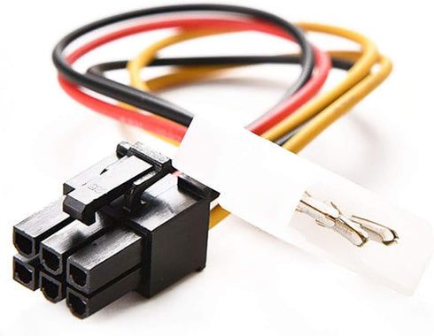 4-Pin Molex to 6-Pin PCI-Express Adapter Power Cables, 4-Pin Male to 6-Pin PCI-Express Female Graphics Card Cable