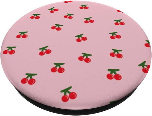 Funny & Cute Pink Smiling Cherry Pattern, PopSockets Standard PopGrip for Girls
