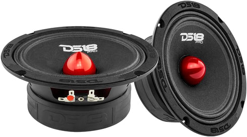 DS18 PRO-GM6.4B Midrange Loudspeaker 6.5" Red Aluminum Bullet, 480W Max, 4 Ohms, Premium Quality Audio Speaker