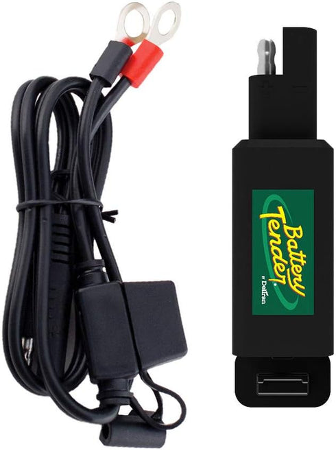 Battery Tender Ring Terminal Accessory Cable with USB Charger Adaptor for Motorcycles, Golf Carts, ATVs - Quick