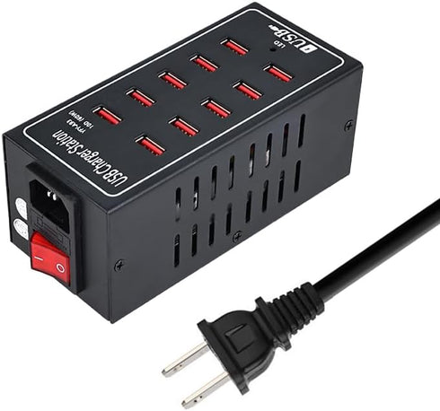 10-Port Charging Station, 10-in-1 Multi Port USB Charger for iPhone 13/14/15, 60W Power Delivery Accessory