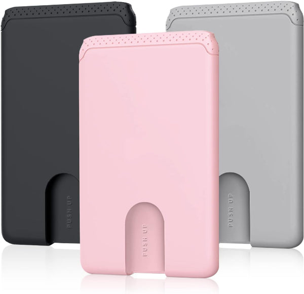 SHANSHUI Credit Card Holder for Cell Phone, 3 Pack | Premium Silicone Ultra Slim Phone Wallet Stick on Phone Pocket -