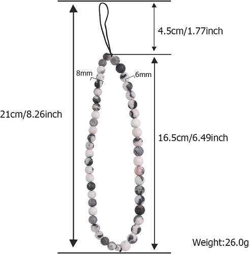C&L Accessories Beaded Phone Charm, Handmade Natural Gemstone Cell Phone Lanyard Wrist Strap