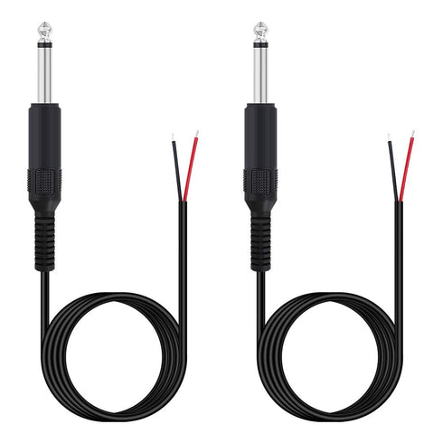 Fancasee 2 Pack 6 ft Replacement 6.35mm Male Plug to Bare Wire Open End TS 2 Pole Mono Audio Cable