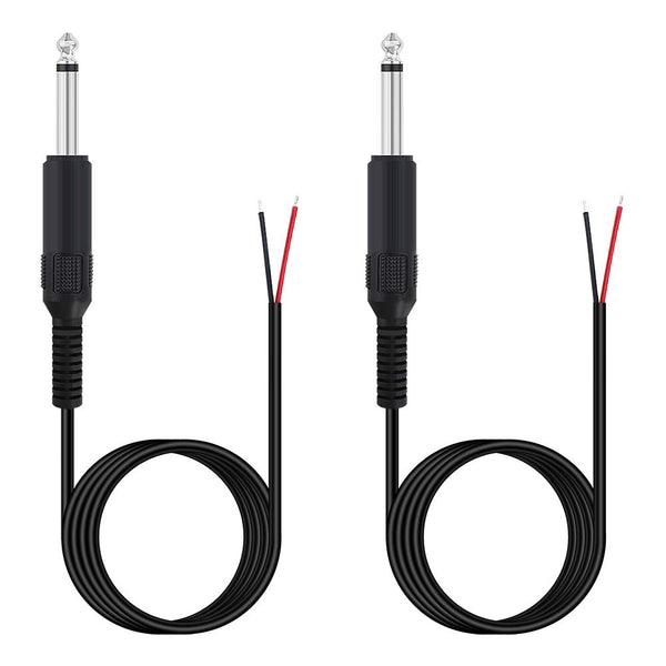 Fancasee 2 Pack 6 ft Replacement 6.35mm Male Plug to Bare Wire Open End TS 2 Pole Mono Audio Cable