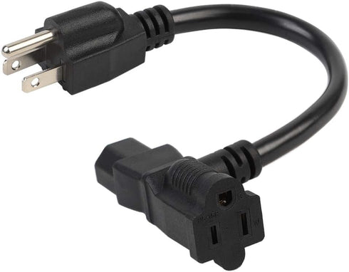 2 Feet/0.6M Nema 5-15P Male to C13/Nema 5-15R Piggyback Power Cord, UL CUL SJT 14AWG 3C