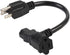 2 Feet/0.6M Nema 5-15P Male to C13/Nema 5-15R Piggyback Power Cord, UL CUL SJT 14AWG 3C