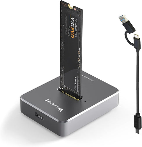 M.2 NVMe & SATA to USB C Docking Station, Aluminum Alloy Reader Adapter for 2280 2260 2242 2230 Enclosure