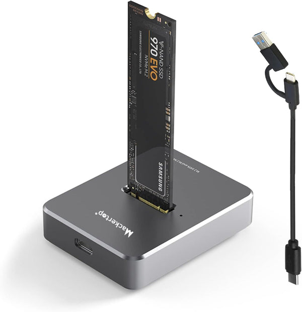 M.2 NVMe & SATA to USB C Docking Station, Aluminum Alloy Reader Adapter for 2280 2260 2242 2230 Enclosure