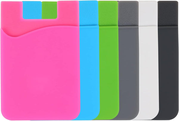Phone Card Holder Sockets, Random Colors - Silicone Adhesive Stick-on ID Credit Card Wallet Pouch Sleeve for Most