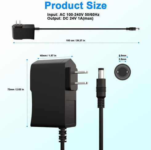 HYGAMOCC 24V 1A 24V 1A 2.5/2.1mm 5.5mm 24V 24W Power Supply Adapter AC to DC with X Plug for LED Strip