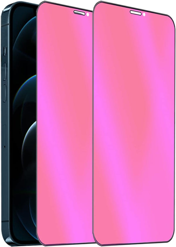 iPhone 12 Pro Max 2 Pack Anti-Blue Privacy Tempered Glass Screen Protector, 9H Hardness, Anti-Scratch, Electroplated