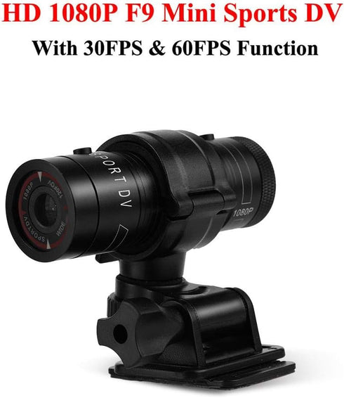 Socobeta F9 Mini Portable Video Camera, Full HD 1080P Waterproof Sport Camcorder for Outdoor, Bike, Car
