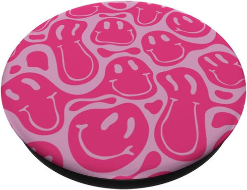 Aesthetic Trippy Pink Liquid Swirl Dripping Smile Face PopSockets Standard PopGrip