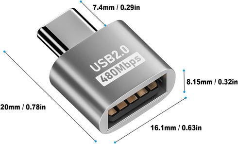 Duttek USB A to USB C Adapter 10 Pack, USB Type C Male to USB 2.0 Type A Female Connector for Phone, Laptop