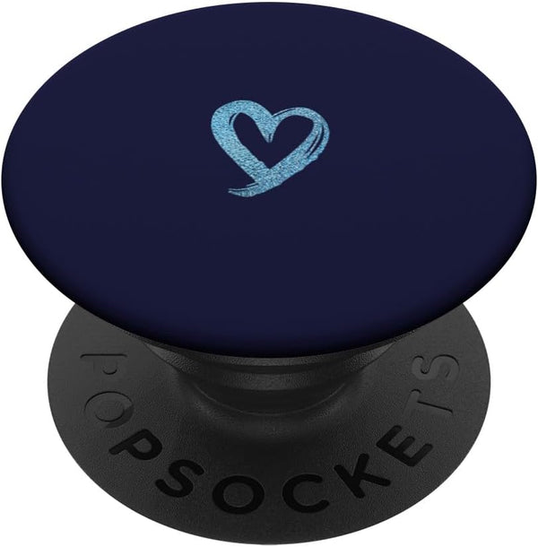 Blue Minimalist Heart Navy Blue PopSockets Standard PopGrip