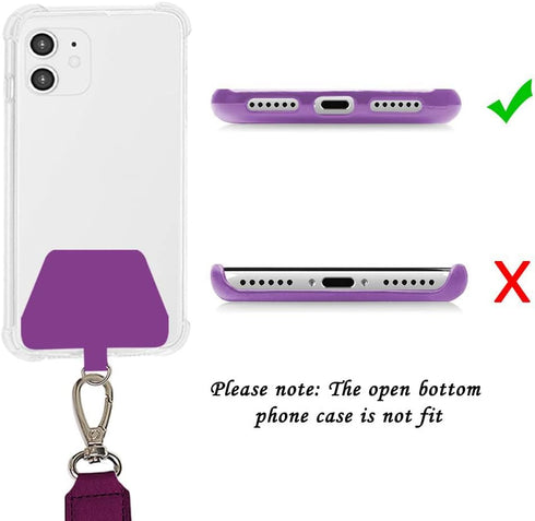 SS Adjustable Phone Lanyard, Crossbody Neck Strap & 2 Phone Tether Patches for Smartphones