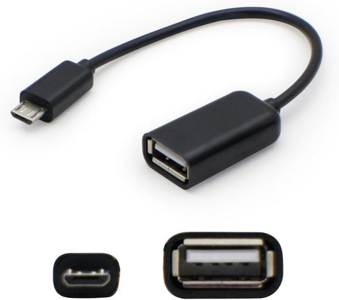Add-On Computer Micro-USB Male to USB 2.0 (A) Female - 12.7cm 5.00" Black On-The-Go Cable (USBOTG)