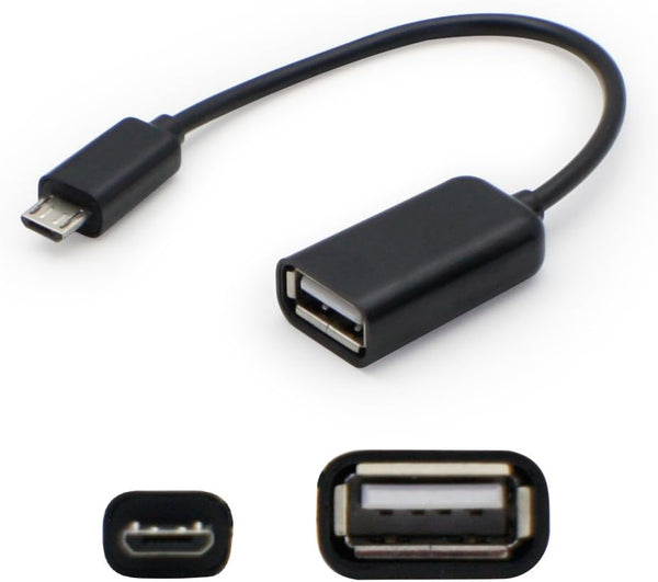Add-On Computer Micro-USB Male to USB 2.0 (A) Female - 12.7cm 5.00" Black On-The-Go Cable (USBOTG)