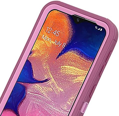 Galaxy A10E Case with Built-in Screen Protector, Tri-Layer Heavy Duty Full-Body Shock Absorption Cover - Wine/Pink