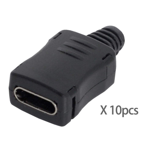 cablecc 10set DIY 4pin USB 2.0 Type C Female Socket Connector - SMT Type with PC Board, Housing & 3.0mm SR