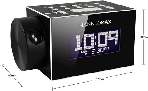 HANNLOMAX HX-108CR PLL FM Radio, Bluetooth Streaming, Time Projection, White Jumbo LCD Display, USB Port for 1A