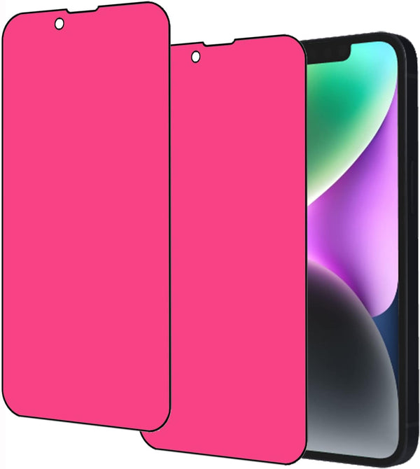 2 Piece Privacy Tempered Glass for iPhone 13/14 6.1 inch Anti-blue Anti-Spy Screen Protector Mirror Gradient Colorful
