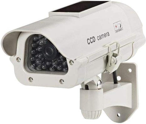 Solar Indoor/Outdoor Dummy Security Camera with LED, 2-Pack