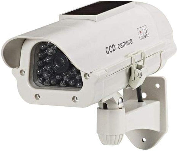 Solar Indoor/Outdoor Dummy Security Camera with LED, 2-Pack