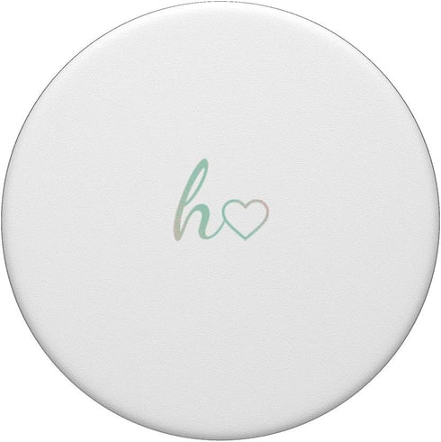 Minimalist White Rainbow Initial Letter H Heart PopSockets Standard PopGrip