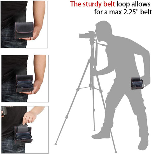 2PCS 3-Pocket 25mm-82mm DomeStar Filter Case, Camera Lens Filter Carry Case Professional Photography Filter Holder Belt