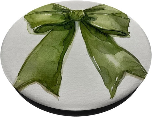 Girly Bow in Watercolor, Coquette Aesthetic Green Bow PopSockets Standard PopGrip