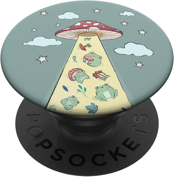 Cottagecore Aesthetic Alien UFO Abduction Frog Mushroom PopSockets Standard PopGrip