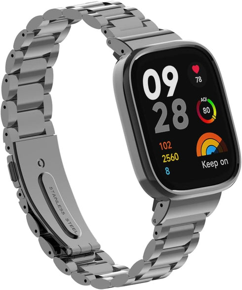HOPMC Stainless Protective Metal Frame and Steel Mesh Buckle Classic Replacement Band For Redmi Watch 3 Strap