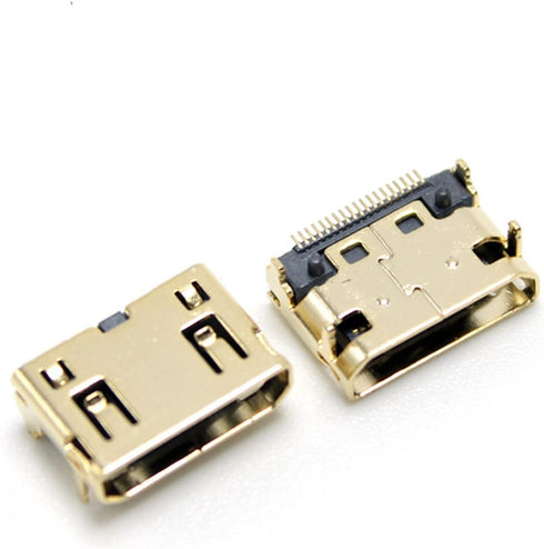 Teansic 10Pcs 19 Mini HDMI Female Gold Plated Pin Repair Plug Soldering Wire Connectors