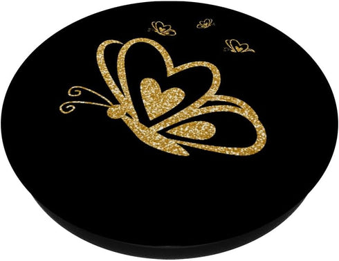 Butterfly Heart Pop Sockets Grip Gold - No Sparkle PopSockets PopGrip: Swappable Grip for Phones & Tablets PopSockets Standard PopGrip