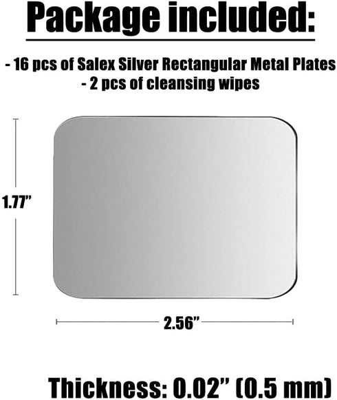 SALEX Set 16 3M Phone Metal Stickers for Magnetic Mount. Replacement of Magnet Metal Plates Inside Cell Phone Case.