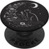Cat Sitting on Crescent Moon Flowers Stars Drawing PopSockets Standard PopGrip