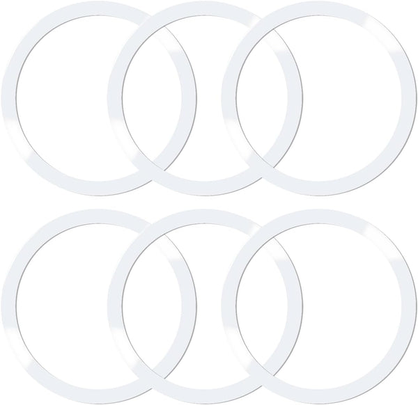 6 Pcs Universal Metal Rings Sticker for Magsafe Magnetic Charger, Compatible with iPhone 15 14 13 12, White
