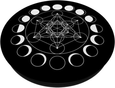 Occult Mystical Metatrons Moon Phases Sacred Geometry Wicca - PopSockets Standard PopGrip